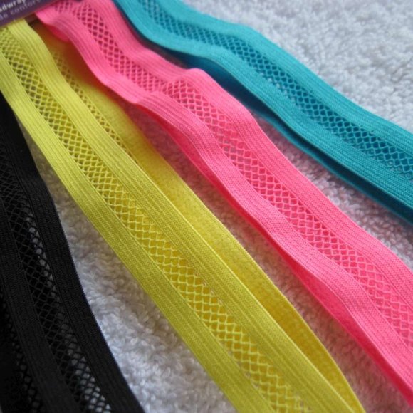 4 Goody Ouchless Yoga Fishnet Elastic Mesh Head Bands Net Hot Pink Blue Yellow - Picture 2 of 11
